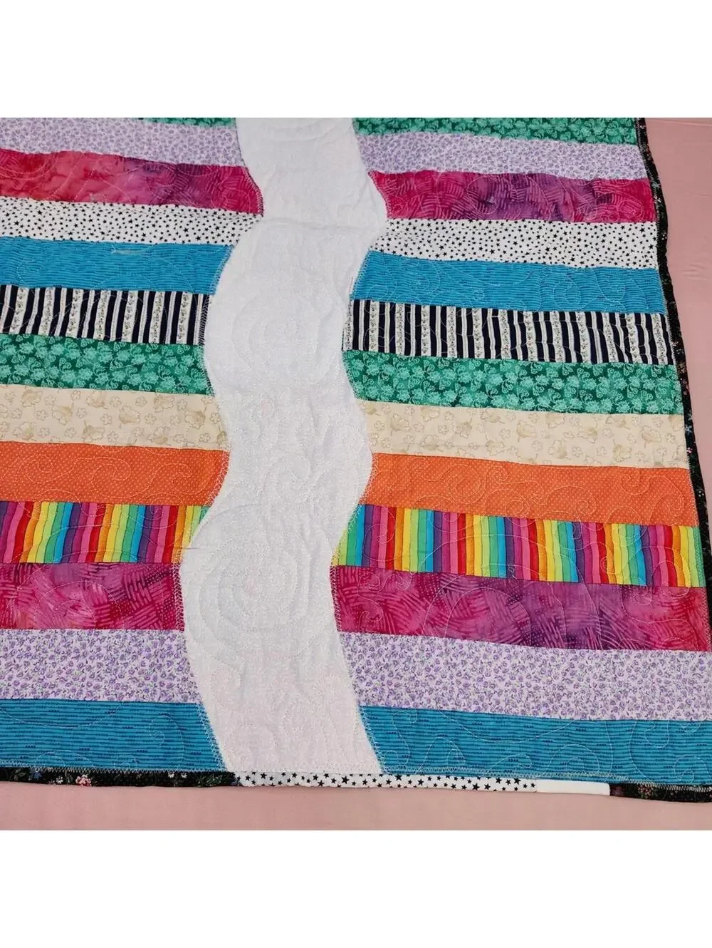 NEW Colorful Striped Handmade Quilt 48 x 39 inches
